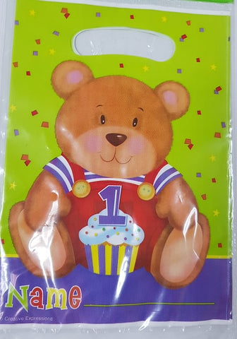 Loot Bags - Teddy 1st Birthday (08-5944) - Mad Parties & Supplies
