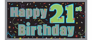 Banner - Happy 21st Birthday (211566) - Mad Parties & Supplies