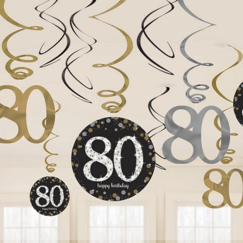 Hanging Swirl Decorations - 80th (17196) - Mad Parties & Supplies
