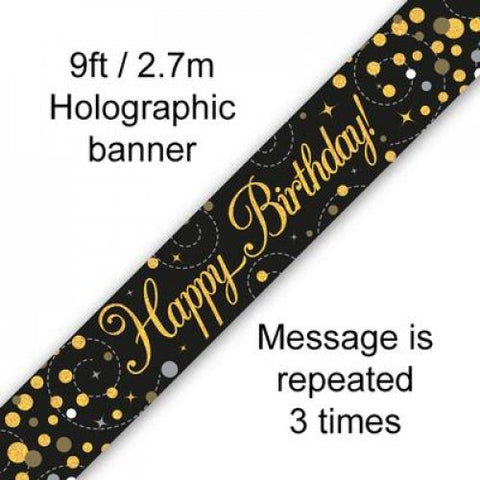 Banner - Happy Birthday - Black & Gold (625501) - Mad Parties & Supplies