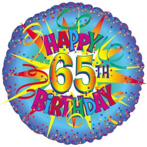 Foil - 18" - Happy 65th Birthday (65BURST) - Mad Parties & Supplies
