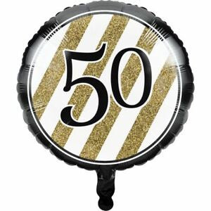 Foil - 18" - 50th (Gold & Black) (318104) - Mad Parties & Supplies