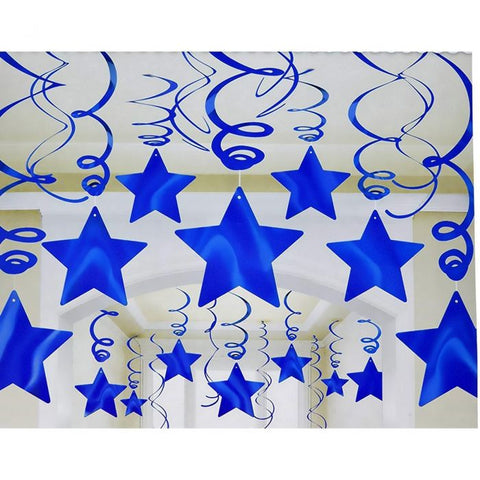 Hanging Swirl Decorations - Stars - Blue (674474.01) - Mad Parties & Supplies