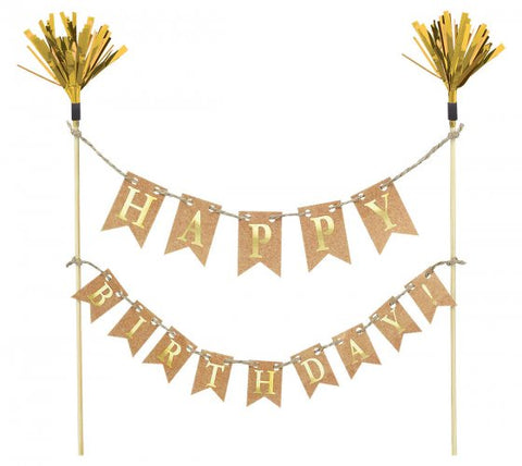 Cake Picks - Happy Birthday (Gold) (100032) - Mad Parties & Supplies