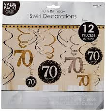 Hanging Swirl Decorations - 70th (17166) - Mad Parties & Supplies
