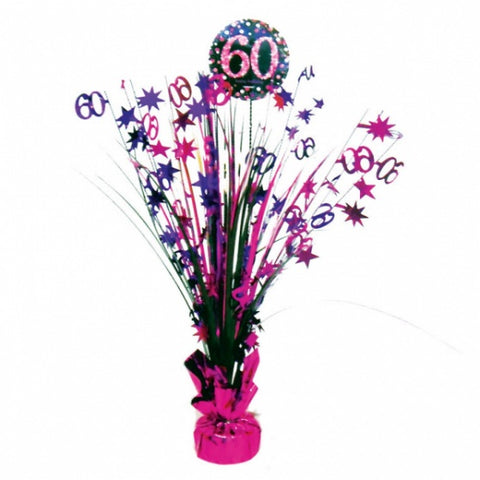 Spangle Centrepiece - 60th (Pink) (9900615) - Mad Parties & Supplies