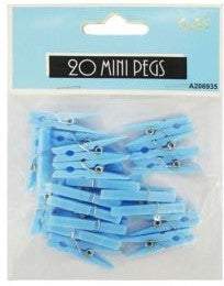 20 Mini Pegs - Blue - Mad Parties & Supplies