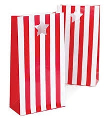 Paper Bags - Red & White Stripes (12 bags) (LBCC1701a - Mad Parties & Supplies