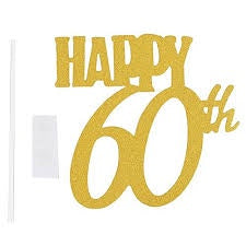 Cake Topper - Happy 60th - Mad Parties & Supplies