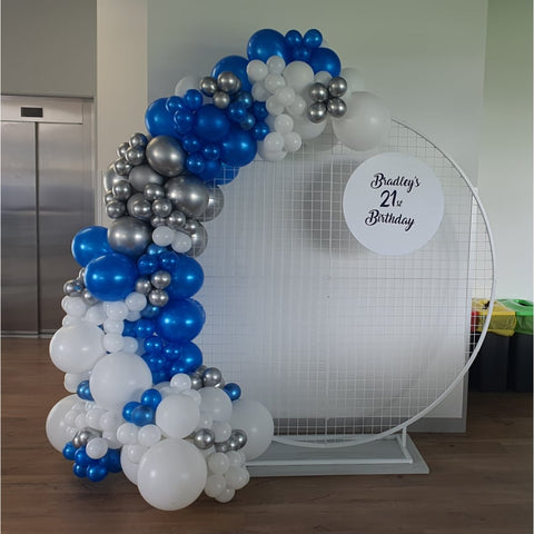 Organic Balloon Garland with Mesh Round & Acrylic Sign (OBGMR01)