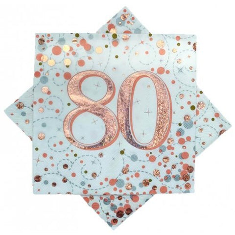Napkins - 80th - Sparkling Fizz (Rose Gold) (635845) - Mad Parties & Supplies