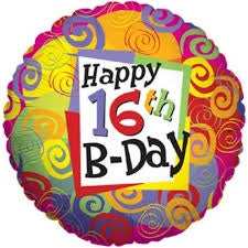 Foil - 18" - 16th Happy B-day - Mad Parties & Supplies