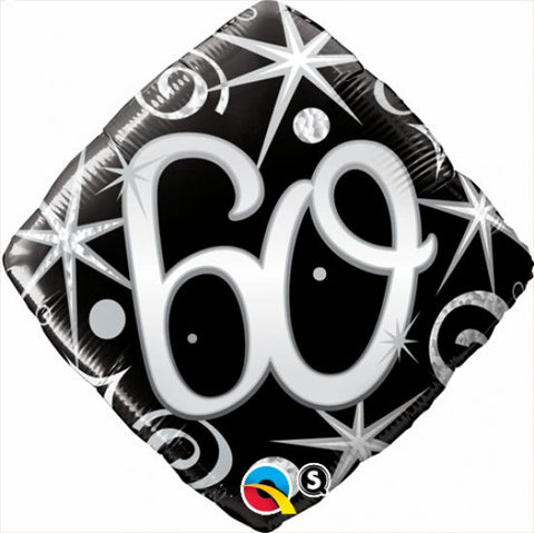 Foil - 18" - 60th (Diamond Black & Silver) (30030) - Mad Parties & Supplies