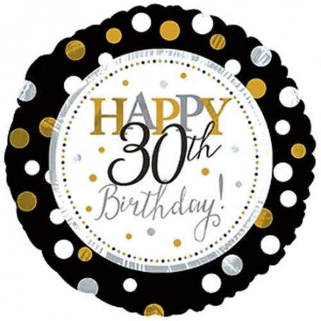 Foil - 18" - Happy 30th Birthday (117802) - Mad Parties & Supplies