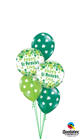 (SPD02) St Patrick's Day Balloon Bouquet - 2 x foil &  3 balloons with weight - Mad Parties & Supplies