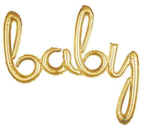 Airfilled balloon - Script BABY - Gold & Silver - Mad Parties & Supplies