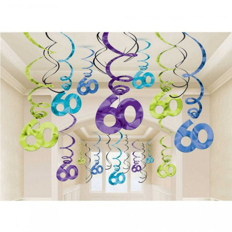 Hanging Swirl Decorations - 60th (670351) - Mad Parties & Supplies