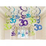 Hanging Swirl Decorations - 30th (670349) - Mad Parties & Supplies