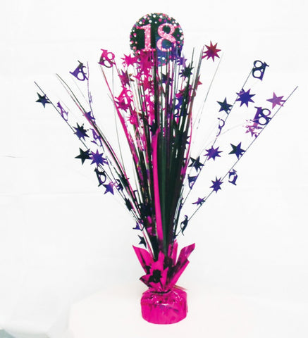 Spangle Centrepiece - 18th (Black & Pink) (9900575) - Mad Parties & Supplies