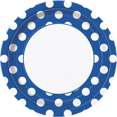 Plates - 9" - Dinner - Blue & White Spots (37505) - Mad Parties & Supplies
