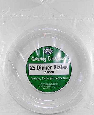 Plates - 9" - Dinner - Pkt 25 - White - Mad Parties & Supplies