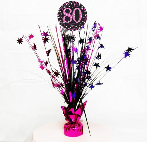 Spangle Centrepiece - 80th (Black & Pink) (9901749) - Mad Parties & Supplies