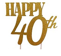Cake Topper -  Happy 40th - Mad Parties & Supplies