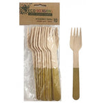 Wooden Forks - Gold Trim - Pkt 10 (401241)