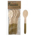 Wooden Spoons - Gold Trim - Pkt 10 (401261)