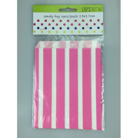 Loot Bags - Pink & White Stripes (DPI0798) - Mad Parties & Supplies