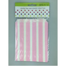 Loot Bags - Light Pink & White Stripes (DPI0826) - Mad Parties & Supplies