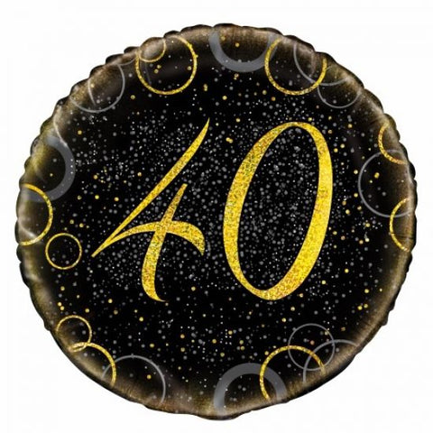 Foil - 18" - 40th (Black & Gold) (55835) - Mad Parties & Supplies