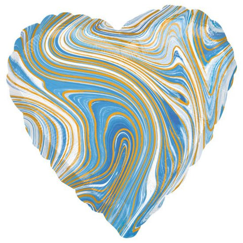 Foil - 18" - Heart Blue Marble (4209201) - Mad Parties & Supplies