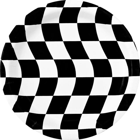 Plates - 9" - Dinner - Black & White Checkered (429944) - Mad Parties & Supplies