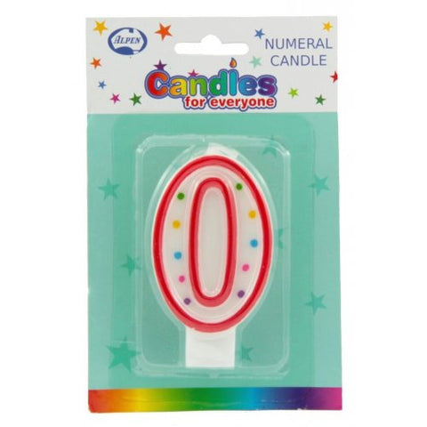 Candle - Red outline spots inside - Numbers 0 to 9 - Mad Parties & Supplies