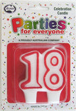 Candle - White with Red outline - Choose Number - 0 to 9 - Mad Parties & Supplies