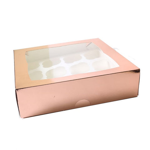 Cupcake Boxes (12) - Rose Gold - Mad Parties & Supplies