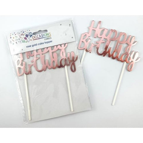 Cake Topper - Happy Birthday (Rose Gold) (443003) - Mad Parties & Supplies