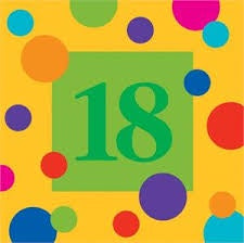 Napkins - 18th Birthday Stripes (661884) - Mad Parties & Supplies