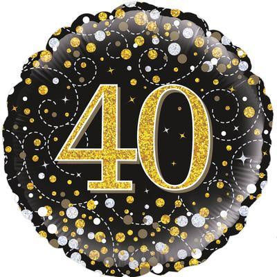 Foil - 18" - 40th (Black & Gold) (227260) - Mad Parties & Supplies