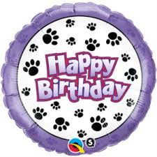 Foil - 18" - Happy Birthday Paw Print (35443) - Mad Parties & Supplies