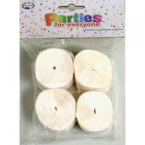 Crepe Streamers - Pkt 4 - White (510011) - Mad Parties & Supplies