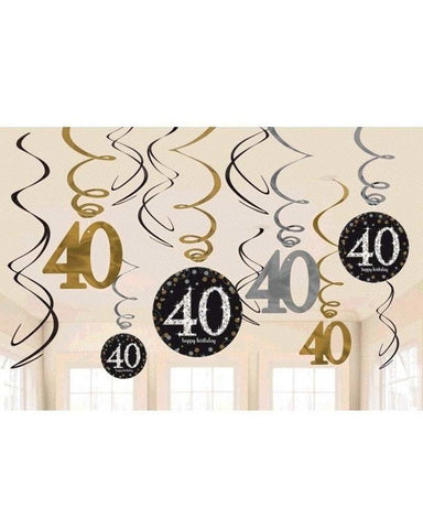 Hanging Swirl Decorations - 40th (670481) - Mad Parties & Supplies