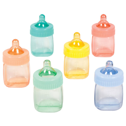 Baby Shower Fillable Baby Bottles - Multi-Coloured - Pkt 6 (382386) - Mad Parties & Supplies