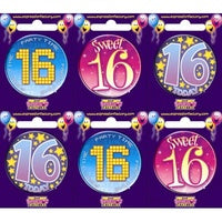 Badge - 16th Birthday - Mad Parties & Supplies