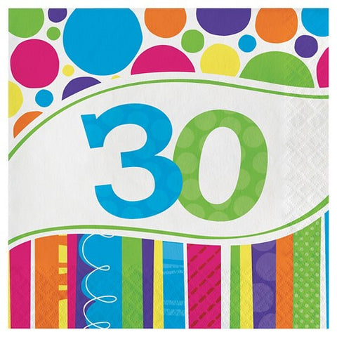 Napkins - 30th - Bright & Bold (663012) - Mad Parties & Supplies