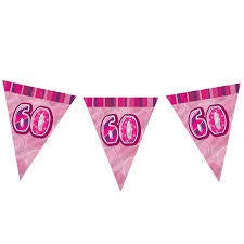 Flag Bunting - Pink - 60 (55297) - Mad Parties & Supplies