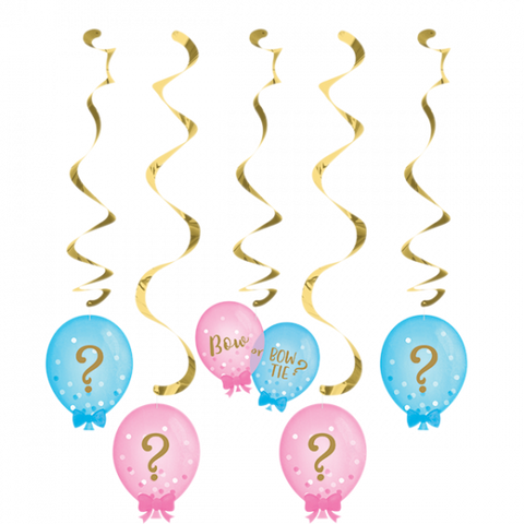 Hanging Swirl Decorations - Gender Reveal (Boy/Girl) (336686) - Mad Parties & Supplies