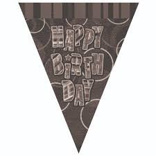 Flag Bunting - Black - Happy Birthday (55310) - Mad Parties & Supplies