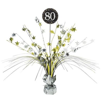 Spangle Centrepiece - 80th (Gold/Black) (111965) - Mad Parties & Supplies